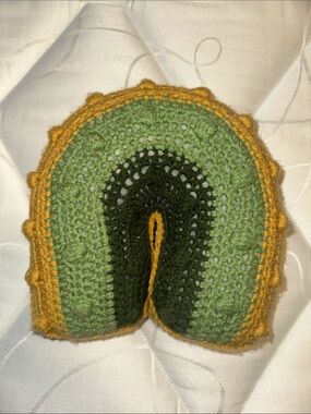 Handmade Crocheted Neck Pillow - Mustard Yellow